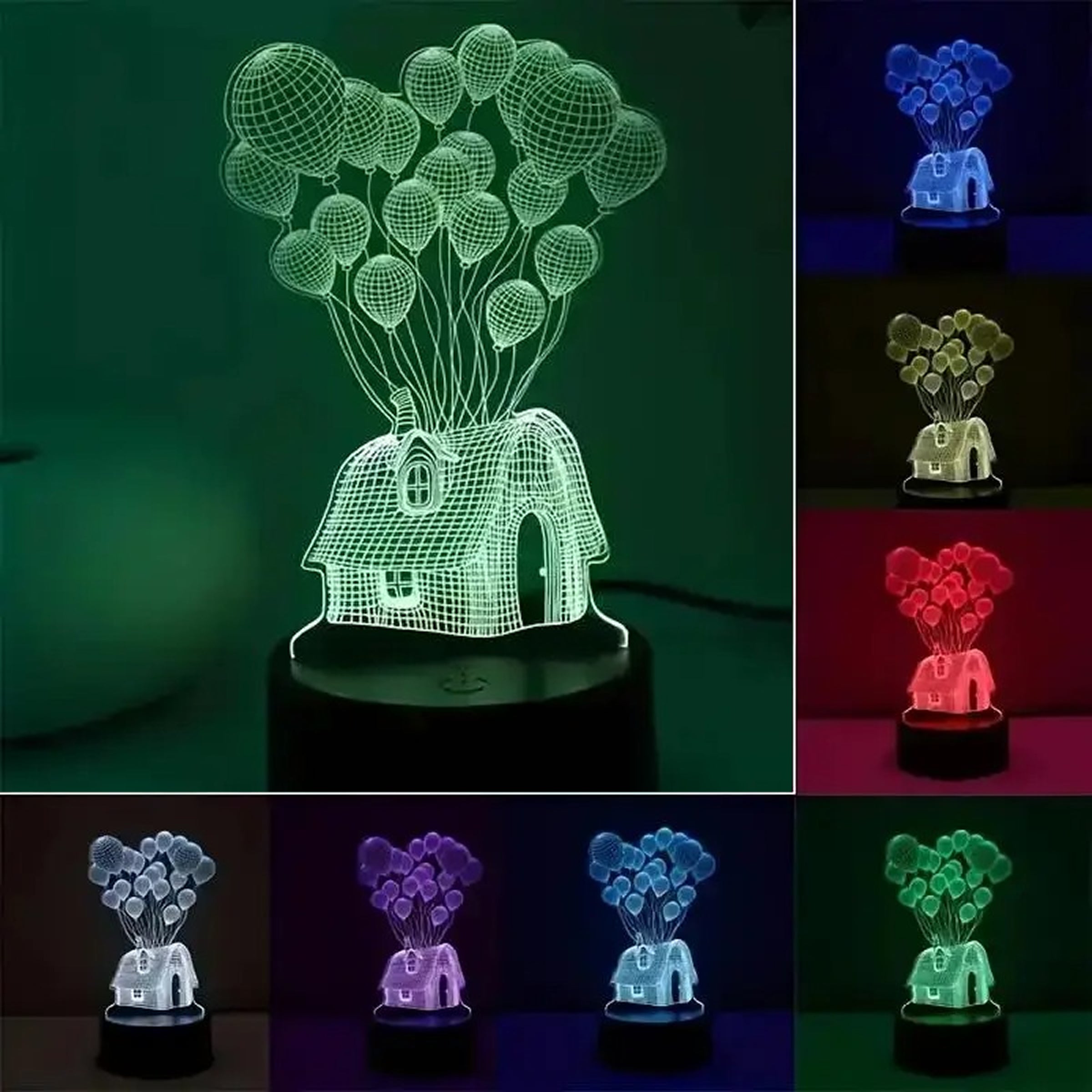 Veilleuse LED 3D Maison Ballons