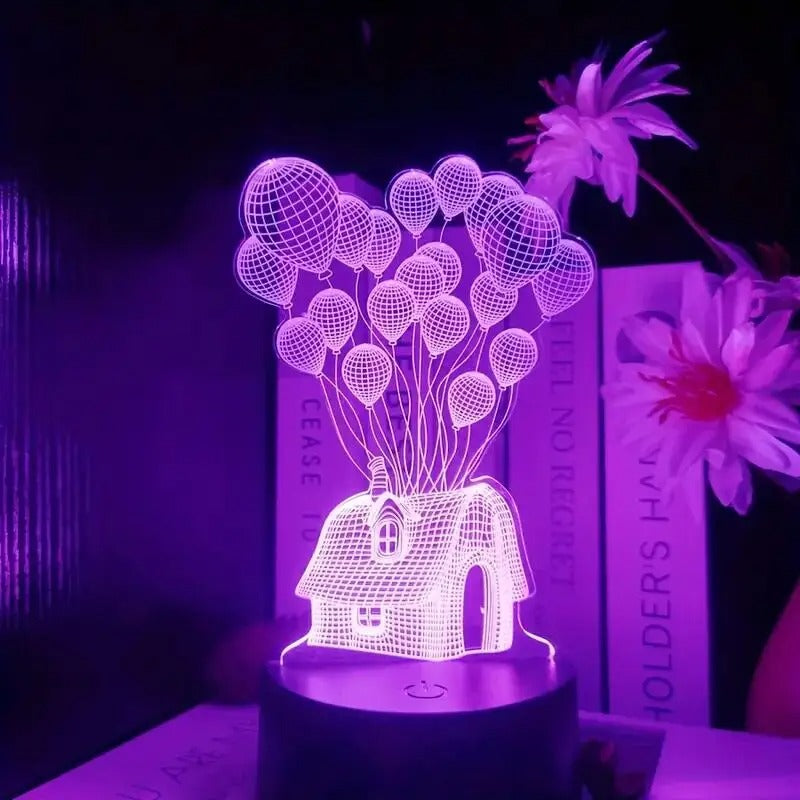 Veilleuse LED 3D Maison Ballons