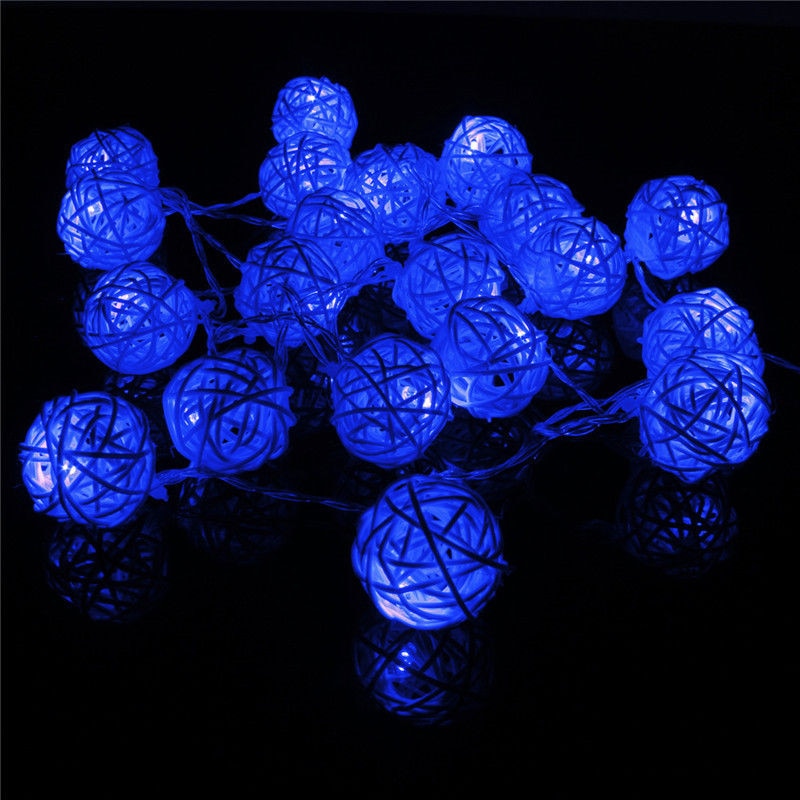 Guirlande Lumineuse Rotin Bleu