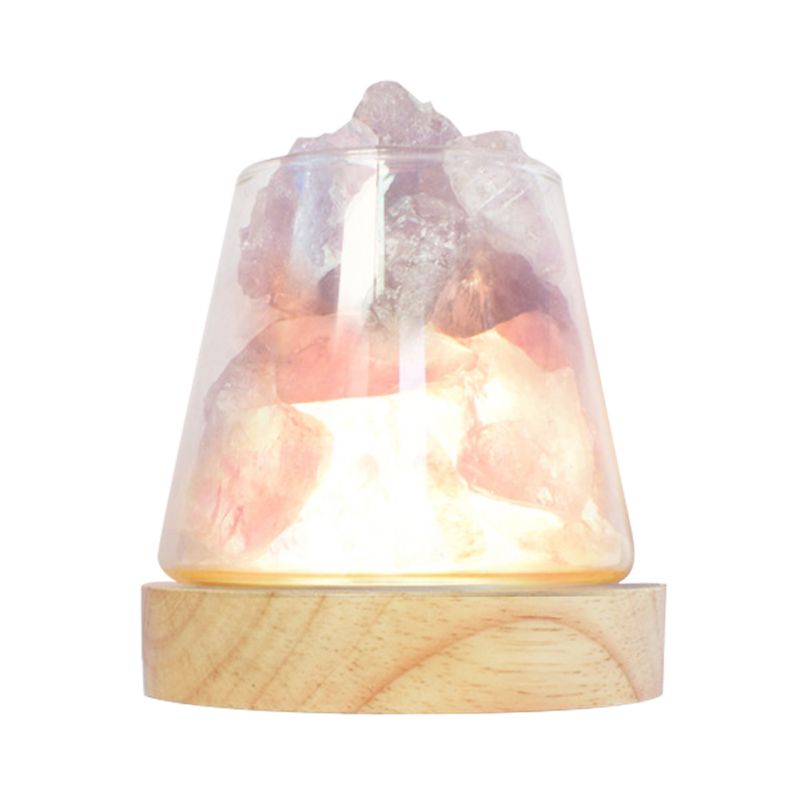 Lampe à Poser En Pierre De Sel Naturelle - Forme Rectangulaire, Fleur De Sel, à Bougies - Rose