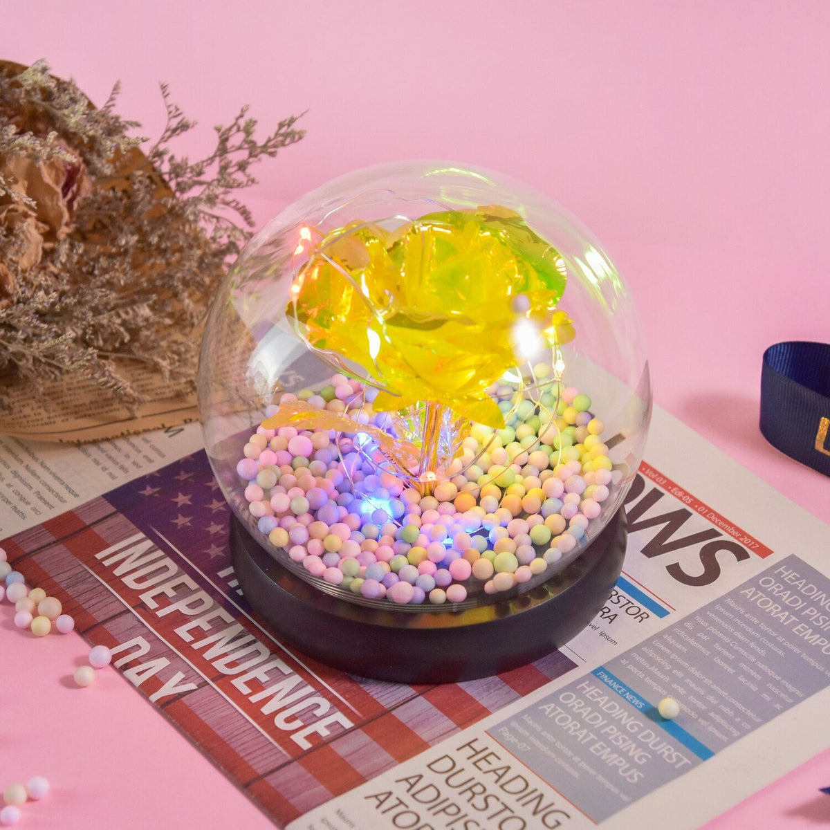 Rose éternelle Jaune Naturelle Préservée - Belle Pendant Des Années, Sans Entretien, Fabriquée En Espagne