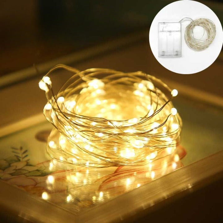 Guirlande Lumineuse LED 10M 100 LEDs Blanc Chaud - Rechargeable, Télécommande, Minuterie | Décoration Noël, Jardin, Mariage
