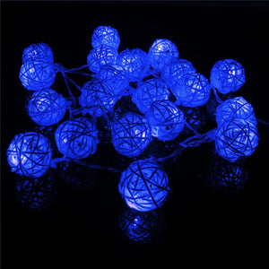 Guirlande Lumineuse Rotin Bleu