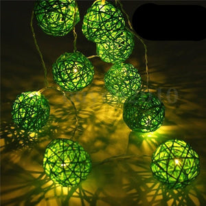 Guirlande Lumineuse Rotin Vert