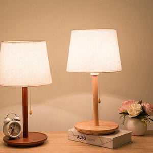 Lampe de Chevet Bois <br> Blanc Vintage