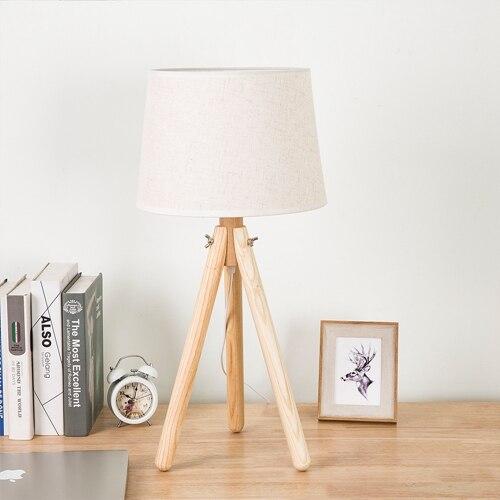 Lampe Bois Trépied Lin