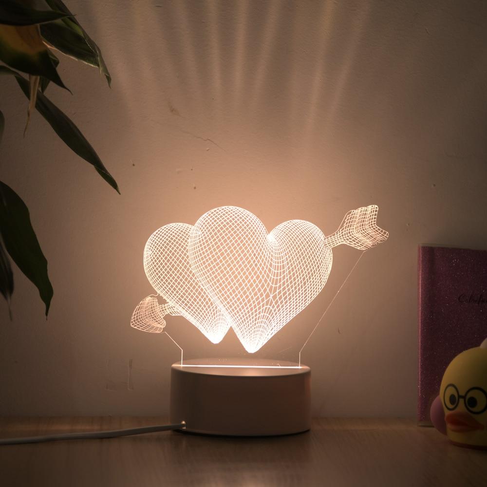Lampe Led Cœur Romantique | Lueur Chaude Résine