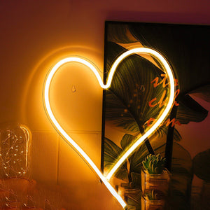 Lampe Néon Coeur Jaune