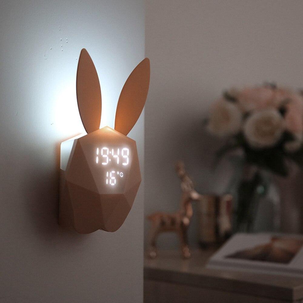 réveil lapin veilleuse rose